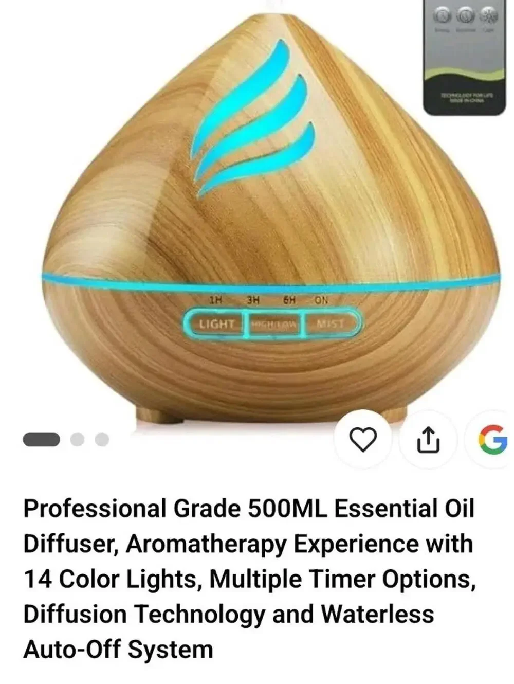 Oil Aroma Diffuser Aromatherapy LED Essential Ultrasonic Humidifier Air Purifier